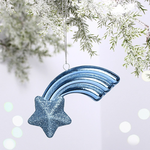 Ёлочная игрушка "Звезда желаний" 11*5*1,5 см, голубой