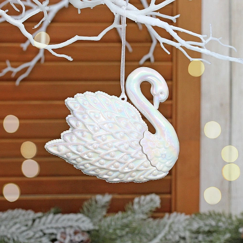 Подвеска "Грациозный лебедь" 10,5*12,5 см, Жемчужный