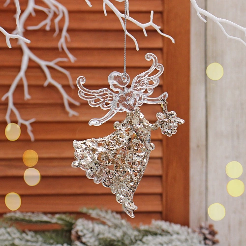 Подвеска "Изящная принцесса" 14,5*10 см, Белый/Золотой блеск