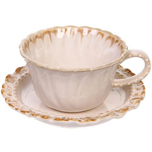 Чайная пара "Верона" (кружка 230мл, блюдце) бежевая