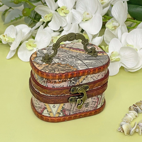 Сундук - шкатулка из дерева "SERKATTO", цвет как на фото, 11*8*8см 