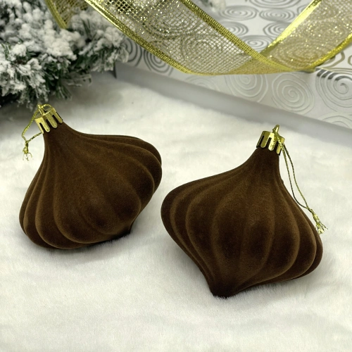 Набор ёлочных украшений VELOUR "Волшебная юла" 8 см (набор 2 шт), Шоколад