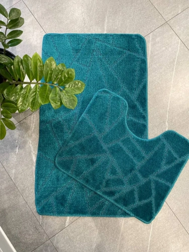 Комплект ковриков для ванной и туалета My Crystal ГЕОМЕТРИЯ Мозайка 50*80 и 40*50 изумрудный