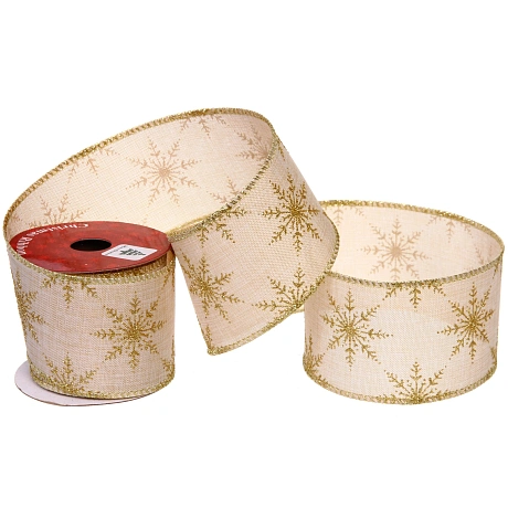 Лента для декорирования "Снежинка" 6,3 см, 2,7 м, Золото
