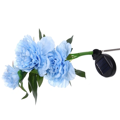 Светильник на солнбатарее (фигура на спице с подсветкой) Великолепная роза 73 см, Голубой (свечение белое)_4