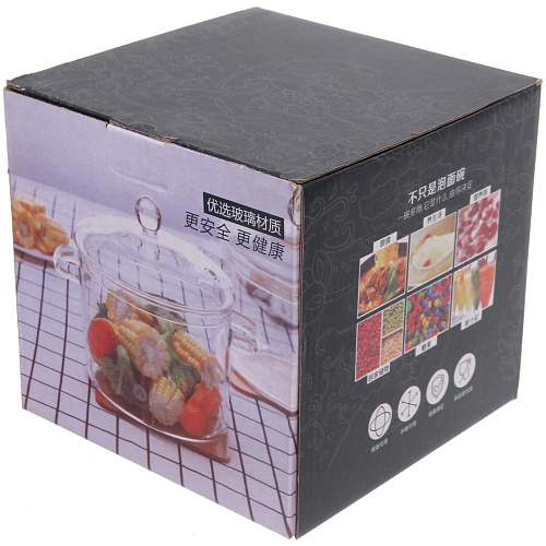 Кастрюля из боросиликатного стекла 1,5л Хай-Тек со стеклянными коричневыми ручками_7