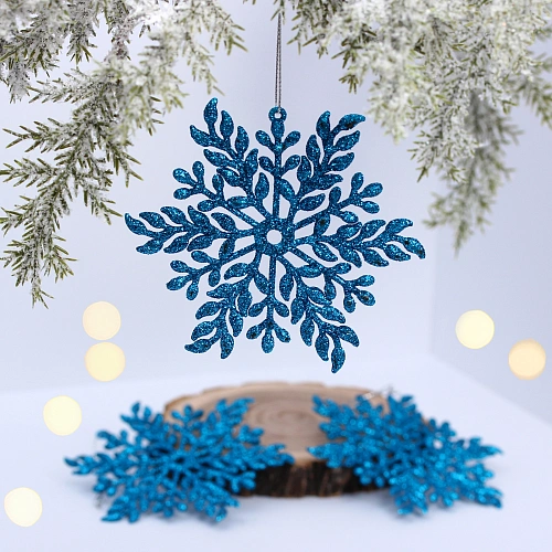 Подвеска "Волшебная снежинка" 11,5 см (набор 3 шт), Голубой