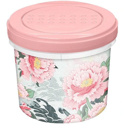 Банка с завинчивающейся крышкой 0,7л с декором "Сад пионов" (розовый) 223153308/04