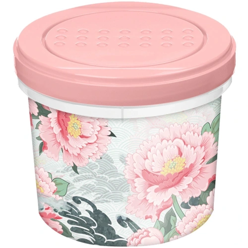 Банка с завинчивающейся крышкой 0,7л с декором "Сад пионов" (розовый) 223153308/04