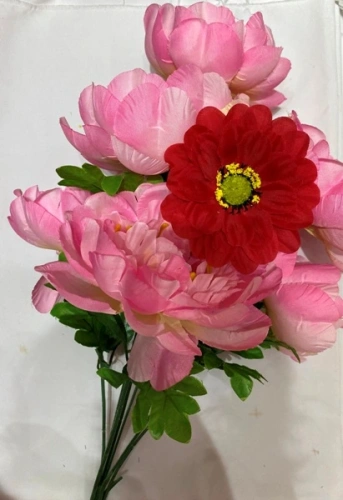 Искусственные цветы "Цветочная мелодия" Пионы 60см 7 цветков красные