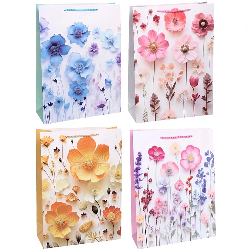 Пакет подарочный "Восковые цветочки" 41.5*30*12 см