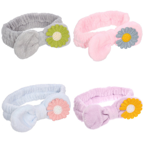 Повязка на голову косметическая "ДАЙМОНД РУШ", ромашка, цвет лавандовый, пудровый, небесный и серый, 20*5.5см (ZIP пакет)