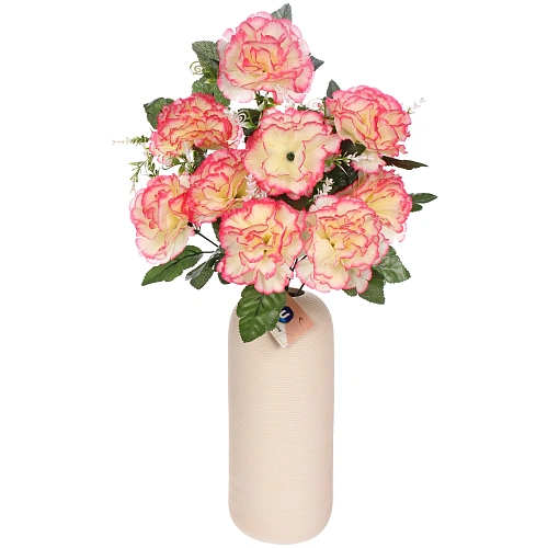 Искусственные цветы Цветочная мелодия Гвоздики 50см 10 цветков молочные_6