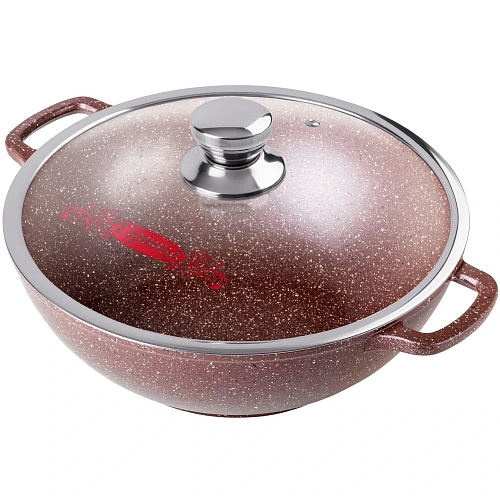 Казан 4л 28*10см со стеклянной крышкой "Шоколад" кн2832аш