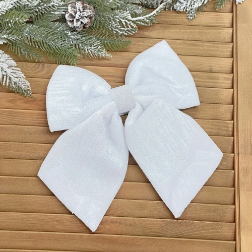 Бант на ёлку "Очарование" 25*30 см, Белый