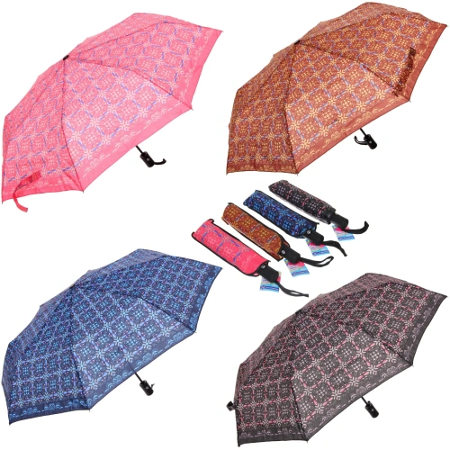 New Зонт женский автомат "Ultramarine - Романеско", микс 4 цвета, 8 спиц, d-108см, длина в слож. виде 28см