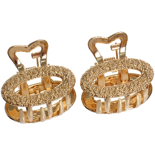 Заколки - крабы для волос на блистере 2шт КАСКАДА, овал, цвет золото и серебро, 252см (пакет с подвесом)_6