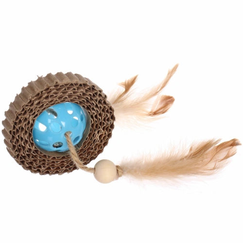 Игрушка - когтеточка "ЦапЦап", шарик с бубенчиком, цвет синий, 7*1,5см 