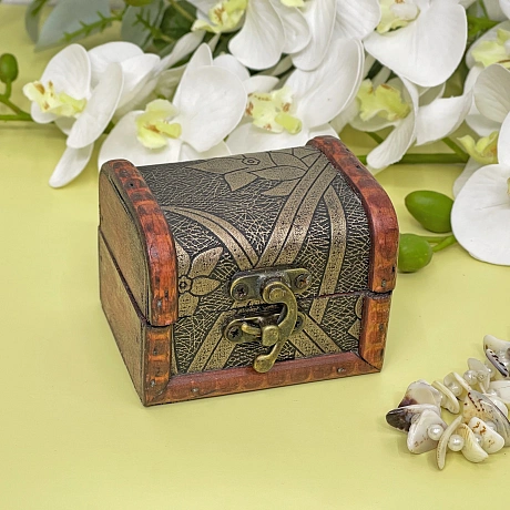 Сундук - шкатулка из дерева "SANTIMO", цвет как на фото, 8*6*6см (упаковка коробка)