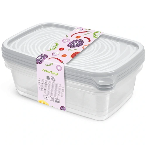 Контейнер прямоугольный "Романо" набор 3 шт 0,9л светло-серый С857СЕР