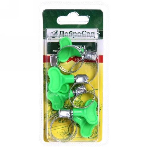 Хомут обжимной с барашком 25мм 6шт ДоброСад