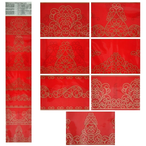 Термоэтикетки для украшения яиц "Рубиновый Блеск" 7 фрагментов. 7,5х5,5см. Общая длина 41см 798