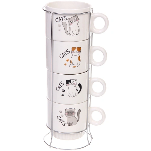 Набор кружек на стойке 280мл Котики_3