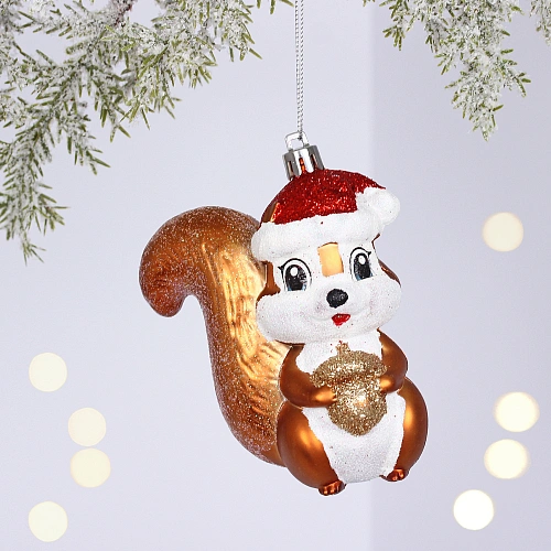 Ёлочная игрушка "Белочка в колпачке" 8*6*10 см