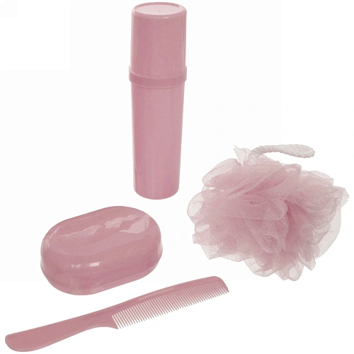 Набор банный дорожный 4шт Bon voyage - Nice family, (мочалка, футляр 2шт, расческа), микс 3 цвета, 20167 см_14