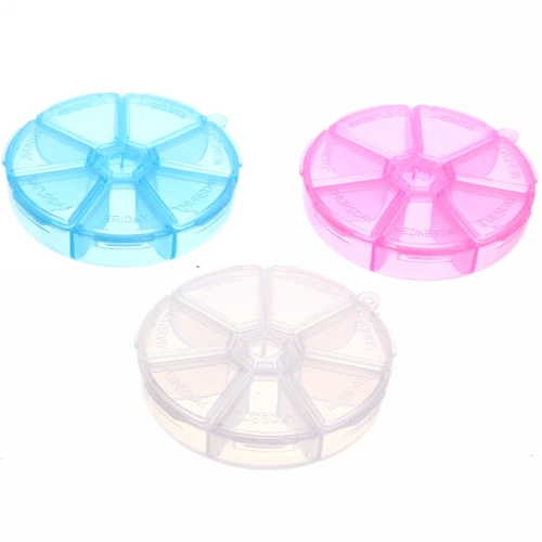 Таблетница - органайзер 7 ячеек "VOSTOKDOM", микс три цвета, 7*7*2см