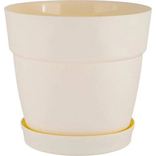 Горшок для цветов пластиковый 2л d-17см "Villa de Fiori" с фиксируемым поддоном, белоснежный жасмин