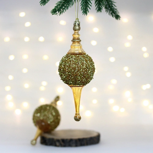 Елочные украшения "Мерцание ночи"  6.5*6.5*19.5 см (набор 2 шт), Золотой