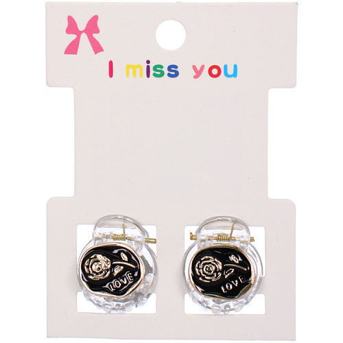 Заколки – крабики для волос 2шт на блистере «ТАРТИ ТАН», роза, цвет как на фото, 2см (пакет с подвесом)_4