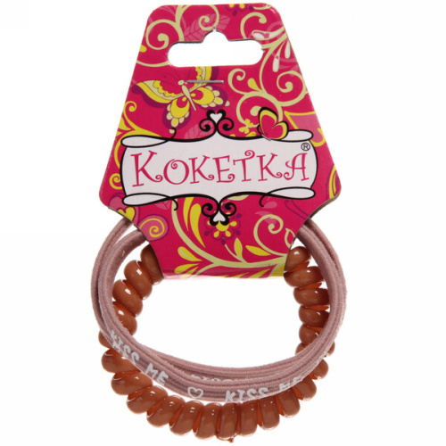 Резинки для волос 3шт "Кокетка", цвет карамель, d-5,5см