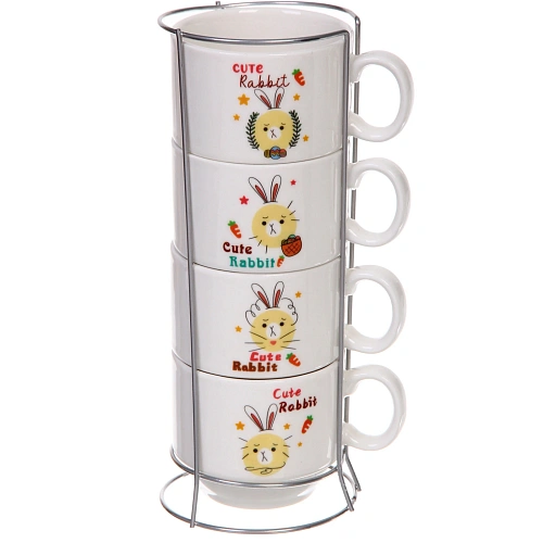 Набор кружек на стойке 200мл "Милый зайка"