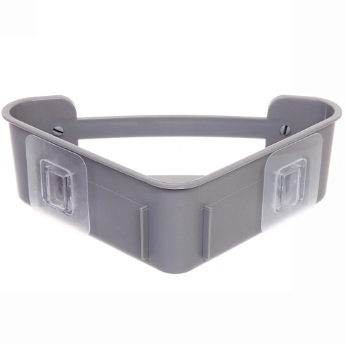 Полка для ванны угловая с липким слоем Стайл, серая 26х19х7,5см_3