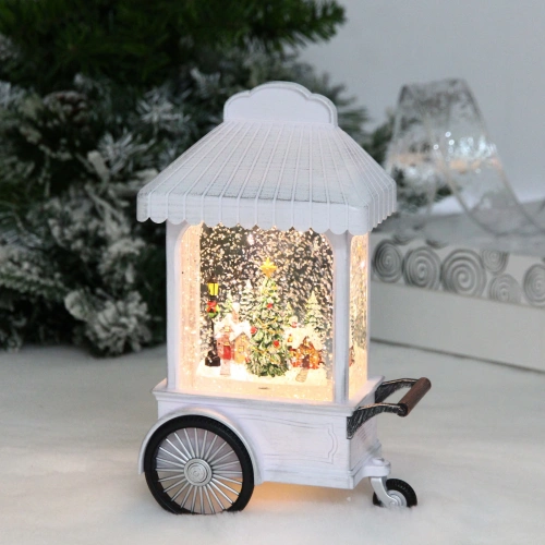 Сувенир с подсветкой "Волшебство" 14*7.7*22 см (8 мелодий, USB + батарейки, подсветка, парящий снег), Белый