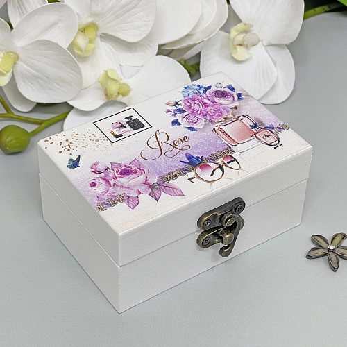 Шкатулка деревянная с зеркалом МАРЦИПАН, пудровые пионы, 95655см (в коробке)_9