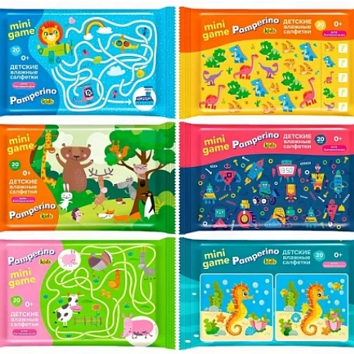 Влажные салфетки детские антибактериальные Pamperino mini game №20 Kids микс