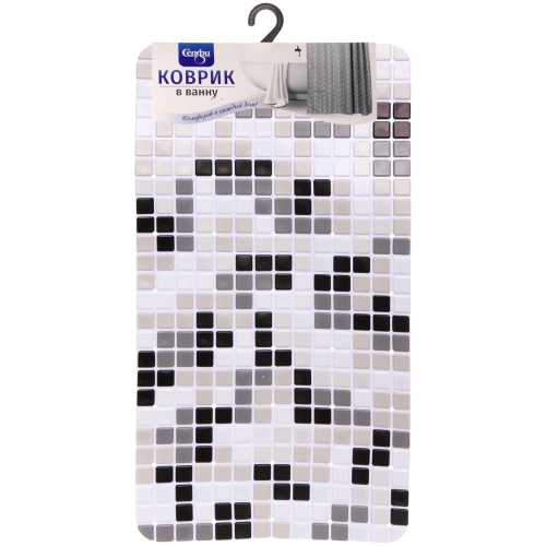 Коврик в ванну 64х34 "Орегон" серо-черный