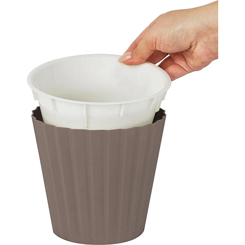 Горшок для цветов пластиковый 10,5л d-28см Sand c дренажной вставкой, французский платан_5