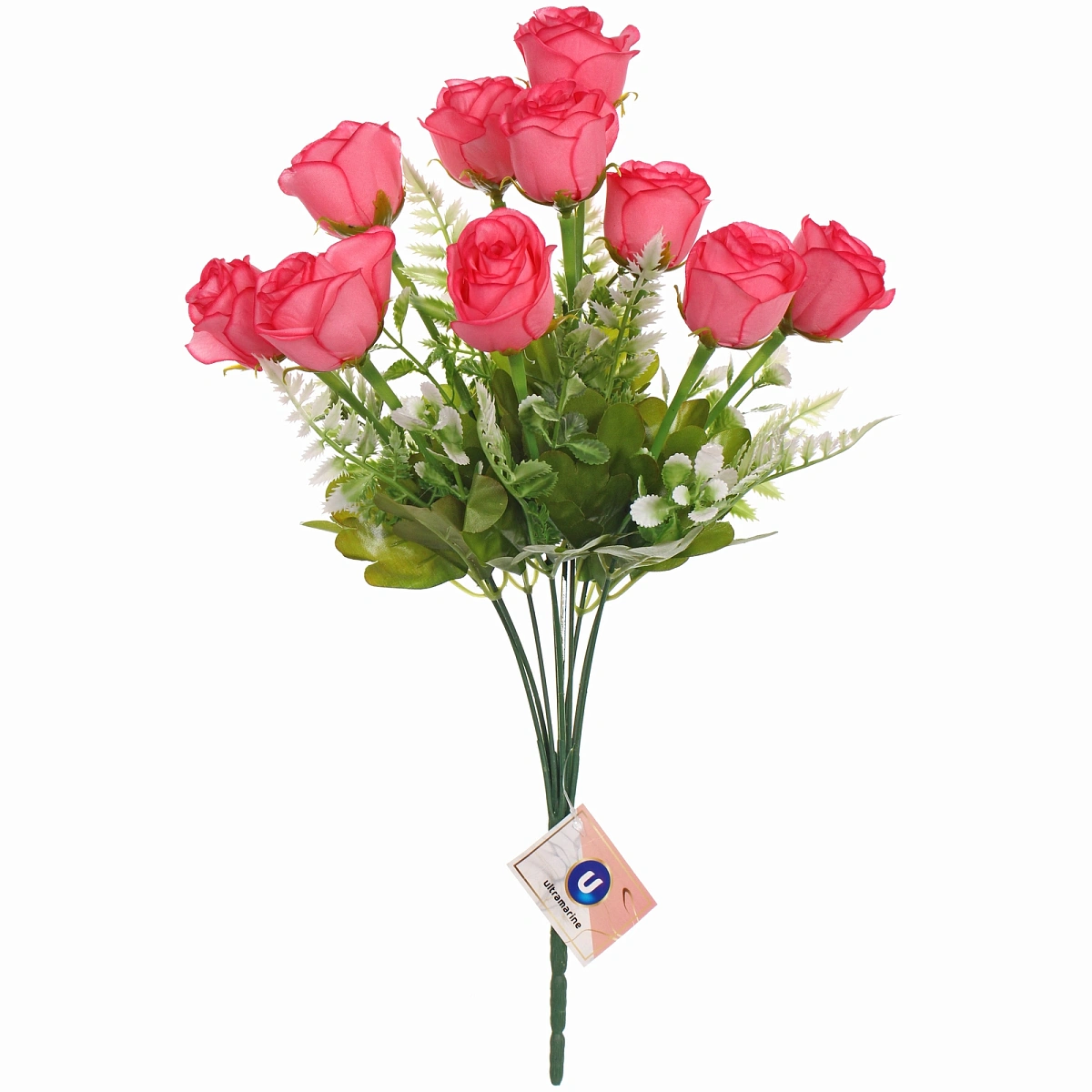 Искусственные цветы "Розовый букет" 42см 10 цветков темно-розовые