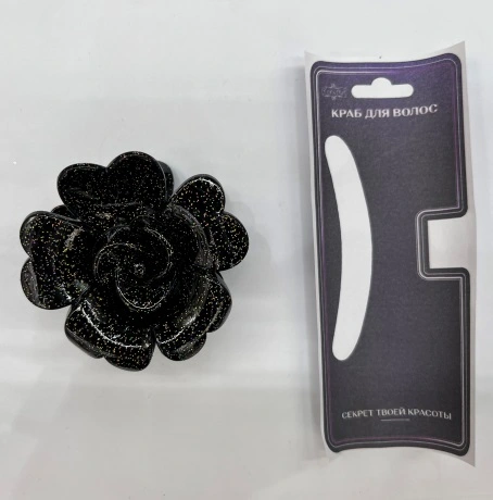 Заколка - краб для волос "AKS - SALVATORE", микс 6 цветов, роза, 7*7см 