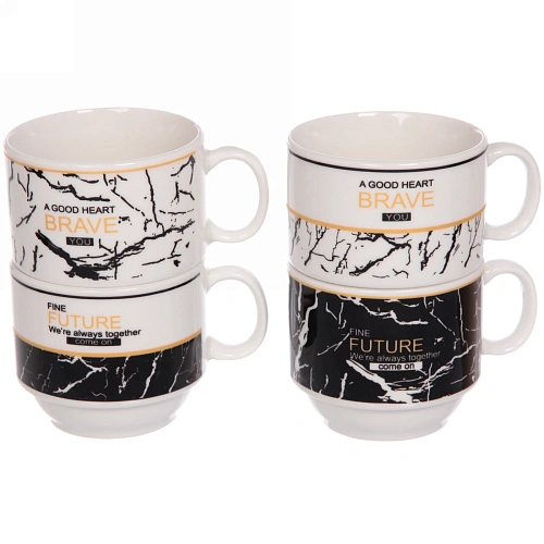 Набор кружек на стойке 200мл Мрамор светлый_5