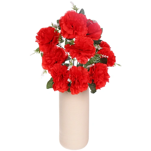 Искусственные цветы Цветочная мелодия Гвоздики 50см 10 цветков красные_6