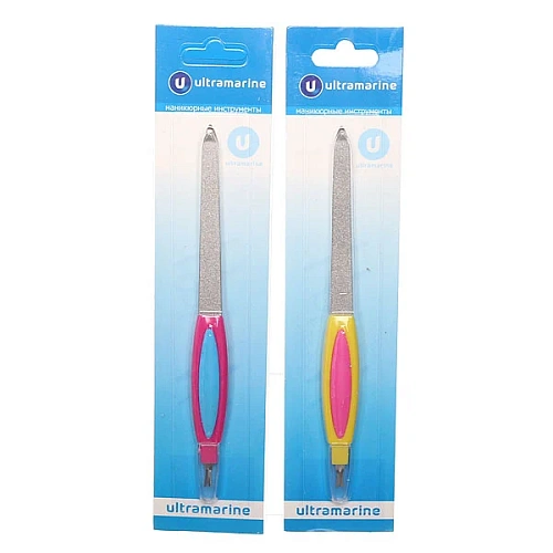 Пилка для ногтей металлическая с триммером на блистере "Ultramarine - Радуга", цвет ручки микс,16,5см