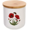 Банка для хранения керамическая "Цветочная грация" 260мл с бамбуковой крышкой