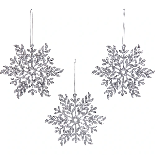 Подвеска Волшебная снежинка 11,5 см (набор 3 шт), Серебро_3