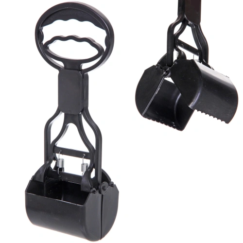 Совок - ковш для уборки за животными "Безконтактный", цвет черный, 28*7,5*9см (лейбл)