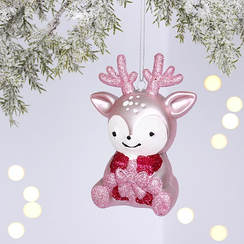 Ёлочная игрушка "Весёлый оленёнок" 8*5.5*11.5 см, Розовый